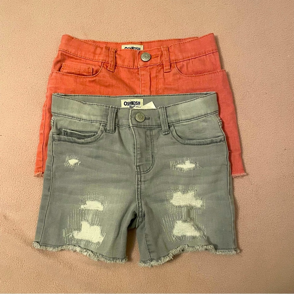 OshKosh Girls Shorts Size 6. Two Shorts, Pink and Grey.